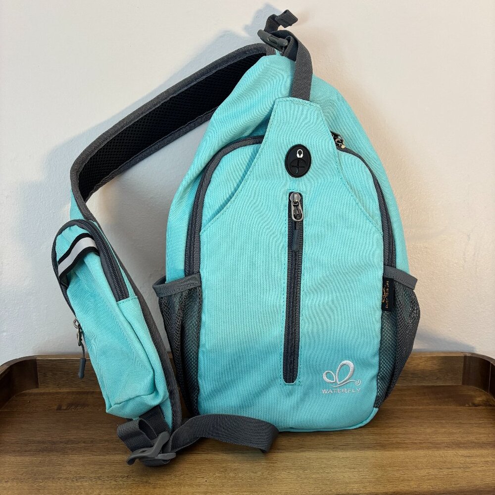Waterfly Aqua Blue Urban Elite 2.0 Ultralight Nylon Crossbody Sling Backpack